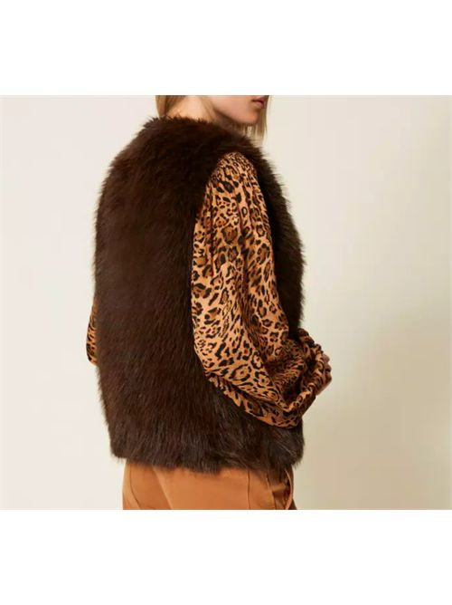 ECO FUR VEST TWIN SET | 252TP242112792 BIC.TAUPE/NERO